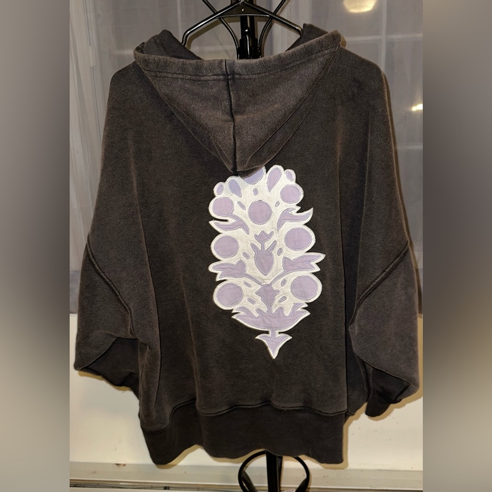 (NWOT) Free People Black Oversized Graphic Hoodie Boho Festival Pullover